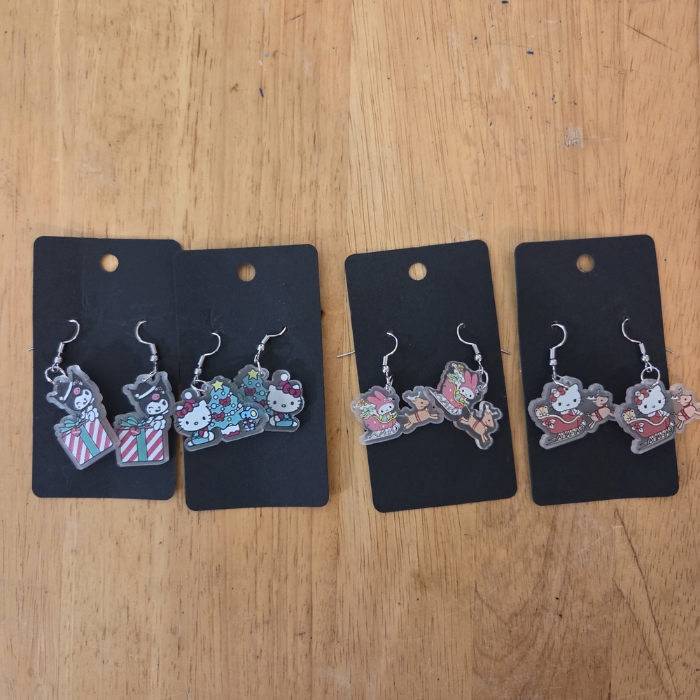 Charming Hello Kitty Earrings Set - Multicolor - image 1